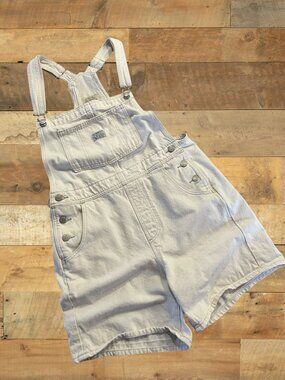 Levi’s Vintage Style Short Overalls Off White Denim Fits Medium